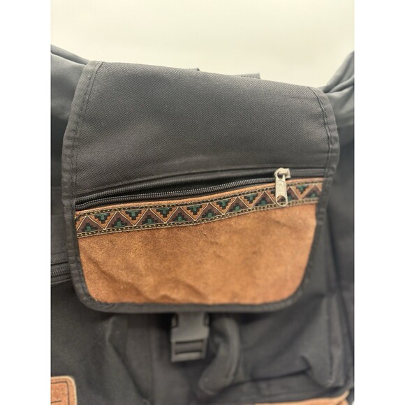 Vintage 90s Sasson Canvas Backpack w/ Suede Trim – Rare Retro - Picture 3 of 16